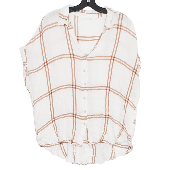 Jane & Delancey Top Gauze Crinkle Boho Cottage Lagenlook Lagom Preppy Button 2X - Picture 1 of 6
